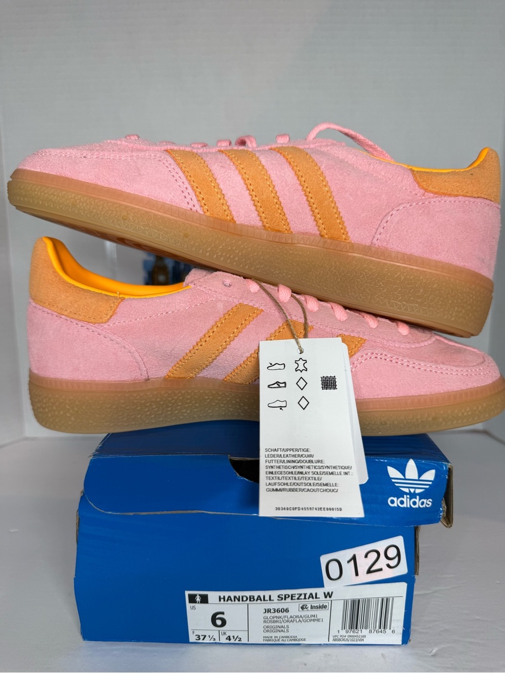 adidas pink and orange Handball Spezial suede sneakers - Picture 2 of 5